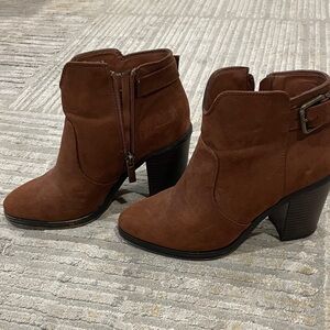 JustFab Rich Brown Ankle Booties